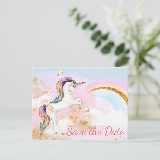 Unicorn Enregistrer La Date Cartes Postales (Debout devant)