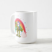 Unicorn équitation Dinosaur Café Mug (Devant gauche)
