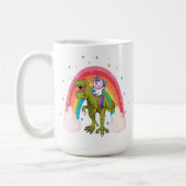 Unicorn équitation Dinosaur Café Mug (Gauche)