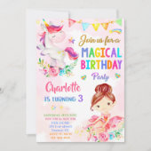 Unicorn et Ballerina invitation anniversaire fille (Devant)