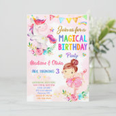 Unicorn et Ballerina invitation anniversaire fille (Debout devant)