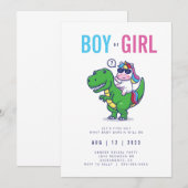 Unicorn et Dinosaur Genre Reveillez Invitation (Devant / Derrière)