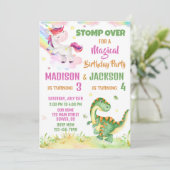 Unicorn et Dinosaur invitation anniversaire pour d (Debout devant)
