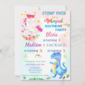 Unicorn et Dinosaur invitation pour trois ans (Devant)