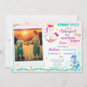 Unicorn et Dinosaur invitation pour trois ans (Devant)