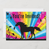 Unicorn et Fairies Rainbow Invitation d'anniversai (Devant)