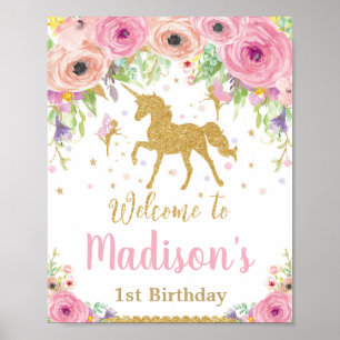 Unicorn et Fairy Affiche de bienvenue fête d'anniv