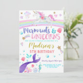 Unicorn et Mermaid invitation licorns sirènes (Debout devant)