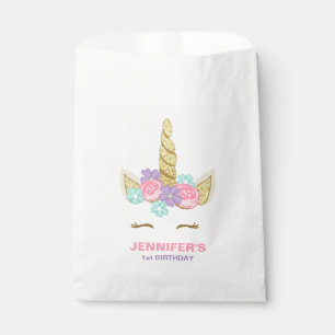Unicorn Face Birthday Favor bags Magical Pink Gold Bedankzakje