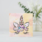 Unicorn Face Birthday Kaart (Staand voorkant)