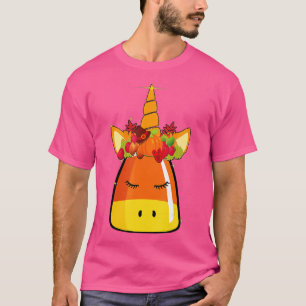 Unicorn Face Candy Corn Pumpkin Halloween Costume T-shirt