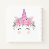Unicorn Face en Flowers Sketchbook Notitieboek (Achterkant)