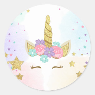 Unicorn Face Favor Tags Magische verjaardag Roze g