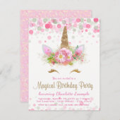 Unicorn Face Girl Anniversaire Invitations (Devant / Derrière)