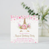 Unicorn Face Girls Anniversaire Fête Invitations (Debout devant)