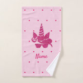 Unicorn Face Pink Glitter Girly Kinder Bad Handdoek (Handdoek)