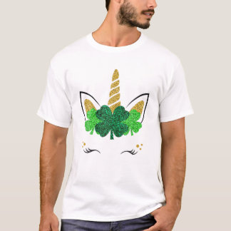 Unicorn Face St Patrick's Day Girls Women Kinder G T-shirt