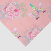 Unicorn Factoren met Roze Bloemen op Perzikzijde Tissuepapier (Detail)