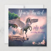 Unicorn faire-part de mariage à thème (Recto)