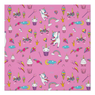 Unicorn Fan Club patroon Roze Perfect Poster