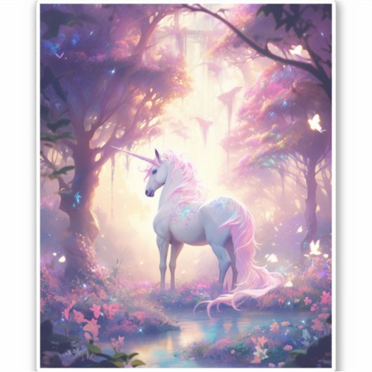 Unicorn Fantasy Art Sticker (Voorkant)