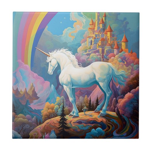 Unicorn Fantasy Art Tegeltje (Voorkant)