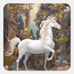 Unicorn Fantasy Art Vierkante Sticker