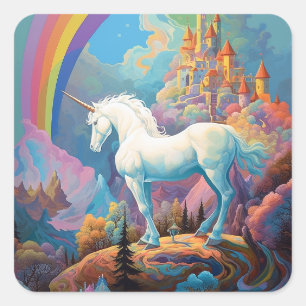 Unicorn Fantasy Art Vierkante Sticker