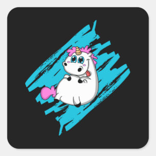 Unicorn Fantasy Cute Animals Funny Rainbow Gift Vierkante Sticker