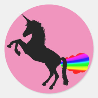 Unicorn farine arc-en-ciel autocollant rose