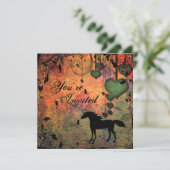 Unicorn, fées et forêt de coeur Invitation d'anniv (Debout devant)