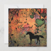Unicorn, fées et forêt de coeur Invitation d'anniv (Devant)