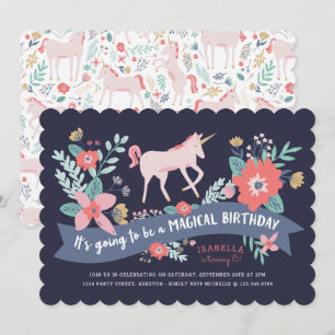 Unicorn Fields Invitation de fête d'anniversaire