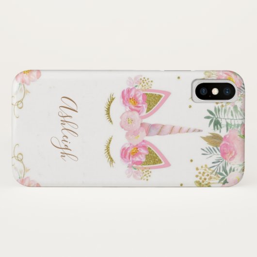 Unicorn fille Monogram iPhone X Coque (Dos (Horizontal))