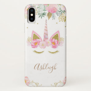 Unicorn fille Monogram iPhone X Coque