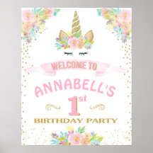 Unicorn First 1st Birthday Welkomstteken
