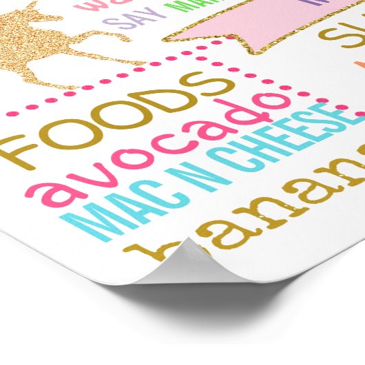 Unicorn First Birthday Party sign poster (Hoek)