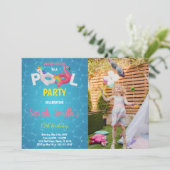 Unicorn Flamant rose Pool Anniversaire Invitations (Debout devant)