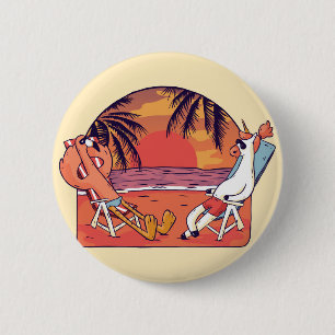 Unicorn Flamingo Beach Ronde Button 5,7 Cm