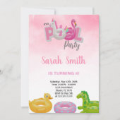 Unicorn Flamingo Pool Birthday Invitations Kaart (Voorkant)