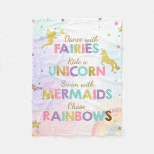 Unicorn Fleece Banket Mermaids Magical Girl Pink Deken