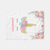 Unicorn Fleece Blanket gepersonaliseerd meisje (Voorkant (Horizontaal))