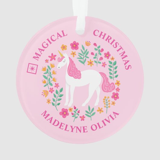 Unicorn Fleurs Magique Noël Rose Girly (dos)