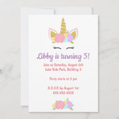 Unicorn Floral Birthday Party Invitation  (Devant)