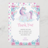 Unicorn Floral Hartelijk dank Bedankkaart (Voorkant / Achterkant)