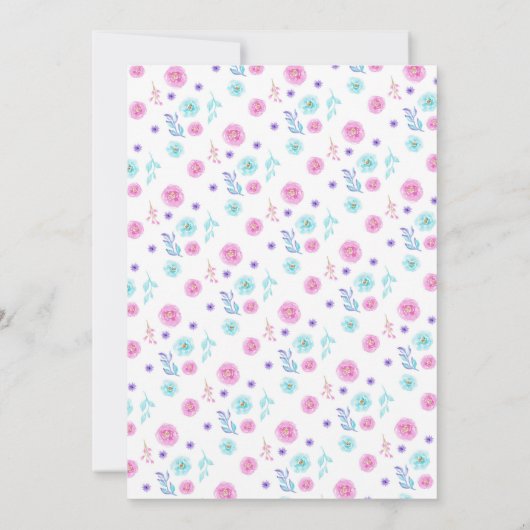 Unicorn Floral Invitation d'anniversaire (Dos)