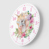 Unicorn Floral Kinder Wall Clock Grote Klok (Hoek)