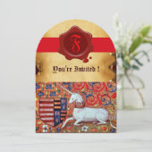 UNICORN FLORAL PARCHMENT RED WAX SEAL MONOGRAM KAART (Staand voorkant)
