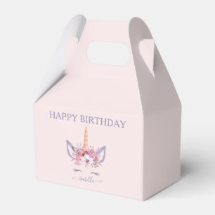 Unicorn florale waterverf verjaardag bedankdoosjes