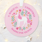 Unicorn Flowers Magical Kerstroze Girly Ornament
